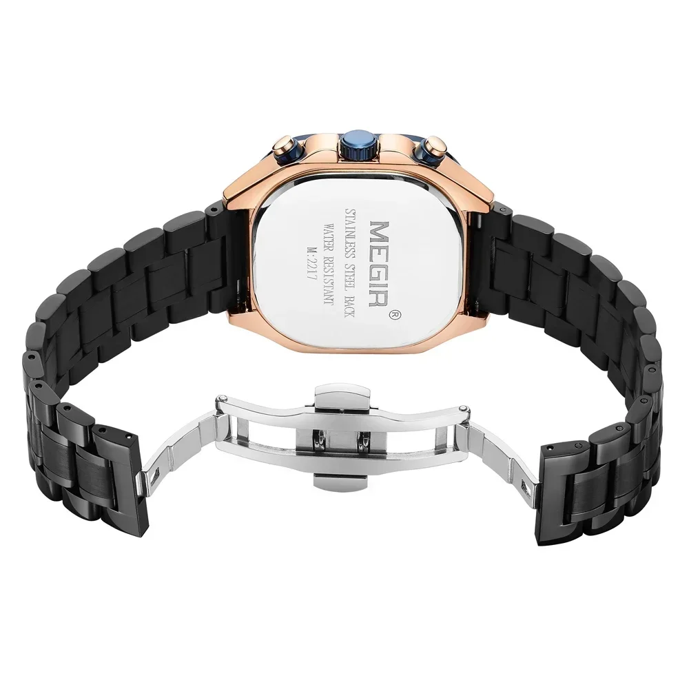 MEGIR кварцевые часы с квадратным циферблатом и хронографом для мужчин модные