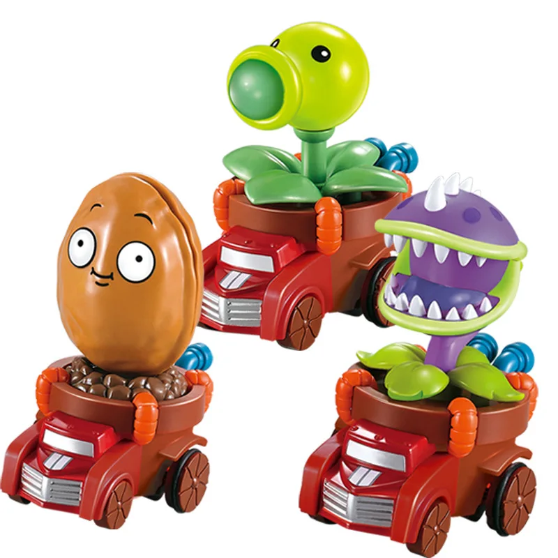 Genuine Plant Vs Zombie 2 Ejection Soft Silicone Anime Figure Kids Doll Gifts Series Character Boys Toys Pull Back Car