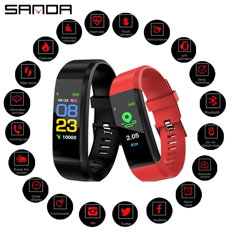 

Bluetooth Smart Bracelet 115 Plus Smart Watch Bracelet Waterproof Blood Pressure Pedometer Sports Wristband Watch