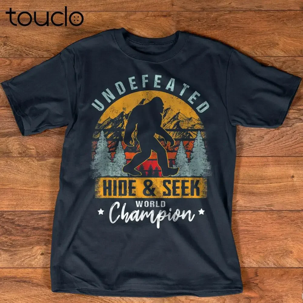 Фото Новая винтажная футболка Undefeated Bigfoot, футболка Hide And Seek World Champ, унисекс, S-5XL, Xs-5XL, индивидуальный подарок, креативная забавная футболка №1