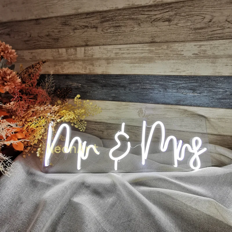 

Неоновые Светодиодные ночные вывески Mr & Mrs на заказ, магазин товаров для паба, магазина, Настенный декор для спальни, украшение для свадьбы, ...