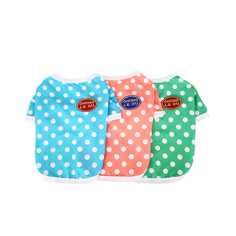 

Pet Spring Summer Clothes Fashion Dot Print Dog T-shirt Suit Small Dogs Cat Chihuahua Schnauzer Teddy Kitten Soft Puppy Costume