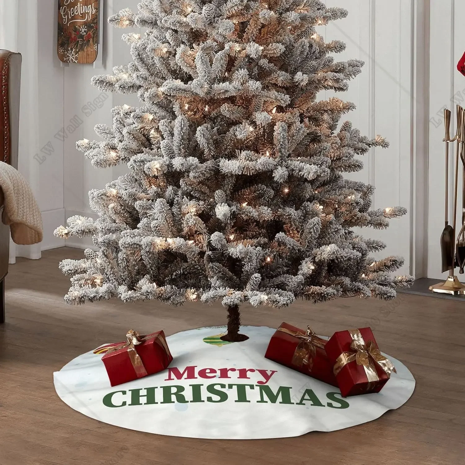 Уютная синяя юбка на рождественскую елку в виде снежинки ягод с зимними шариками