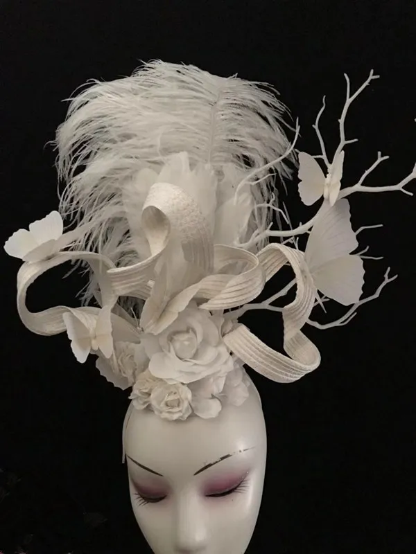 Женский новый роскошный головной убор ручной работы белого красного синего