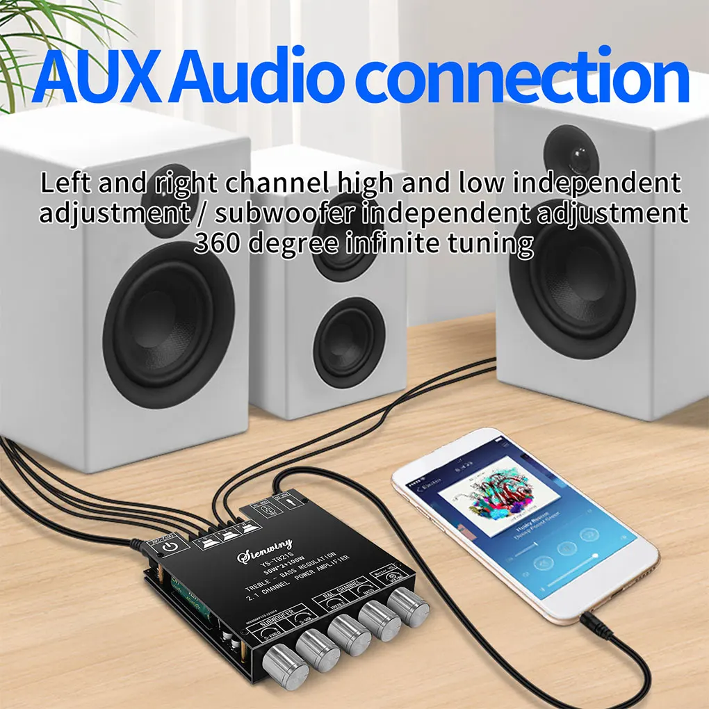 

Amplifier Bluetooth-compatible 5 1 50Wx2 100W AUX Stereo USB Drive Short-circuit Protection APP Control Amplifying Board Module