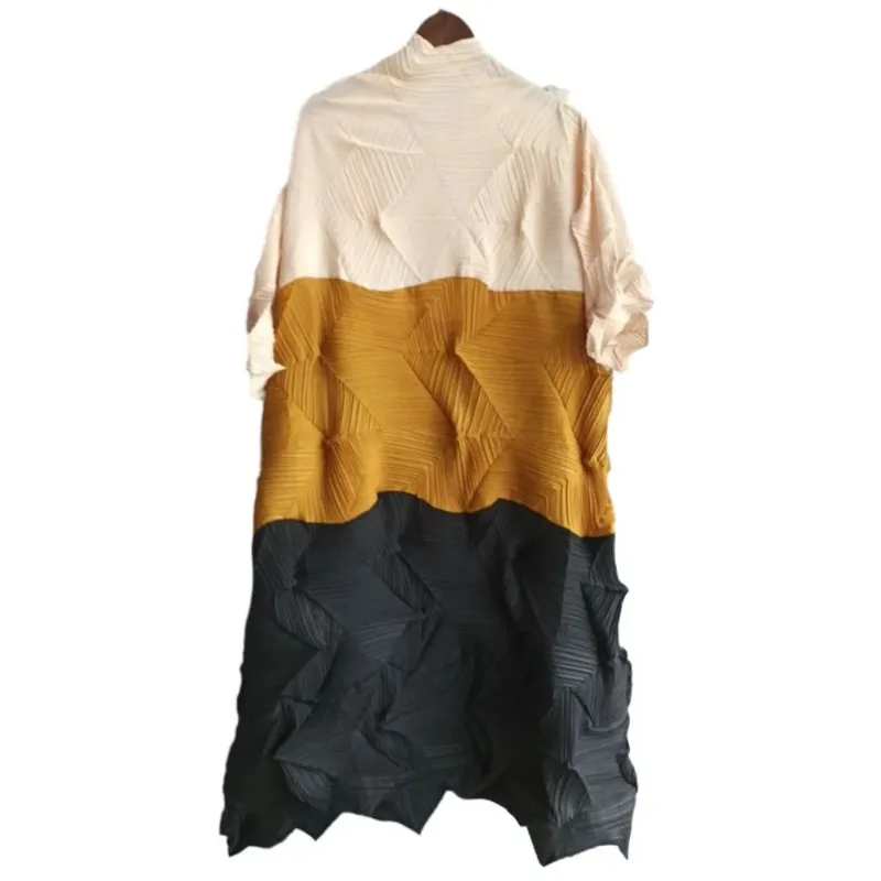 Платье YUDX Miyake женское длинное с воротником-стойкой элегантное Плиссированное