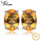 Женские серьги-гвоздики из серебра 925 пробы с натуральным желтым Цитрином