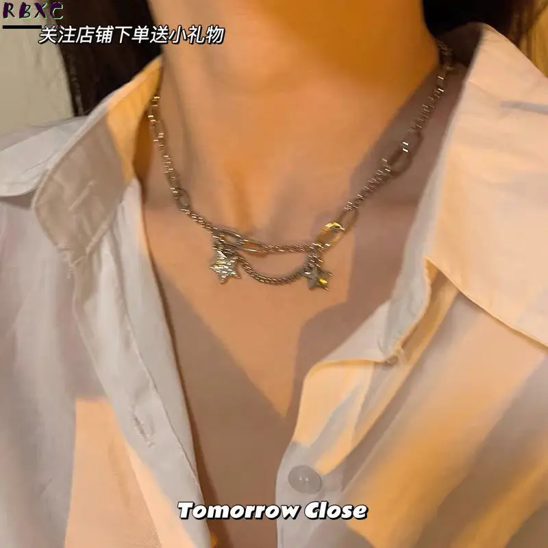 

Rbxc Star Necklace Female Ins Hip Hop Spice Girl Accessories Niche Design Sense Clavicle Chain 2021 New Fashion Cool Style