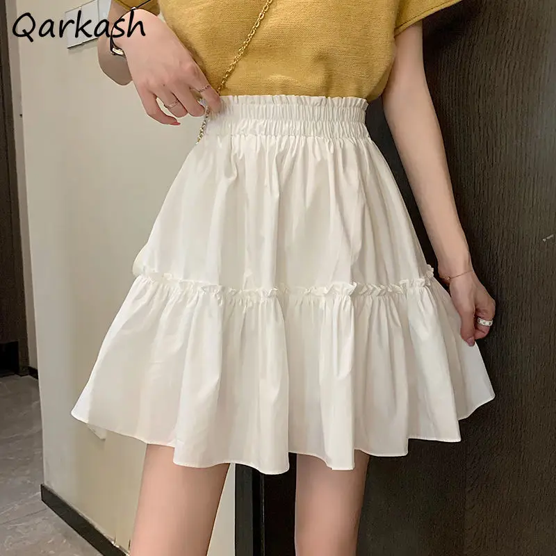 

Женская юбка, однотонная, нежная, милая, повседневная, стильная, универсальная, в стиле Ins Y2K, новая, в стиле ампир, плиссированная уличная оде...