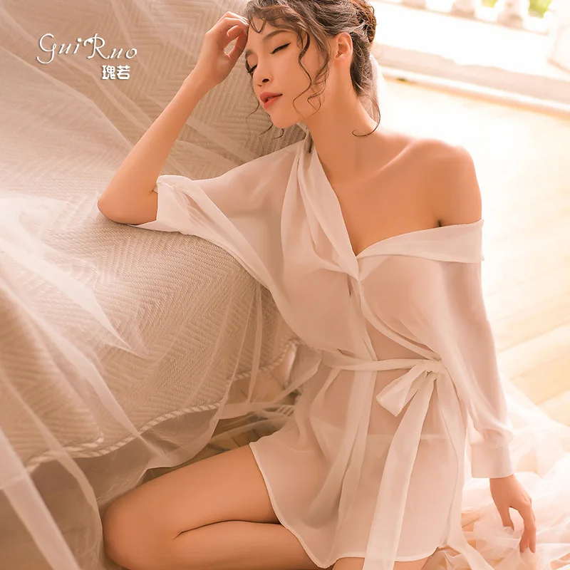 

Sexy Underwear Women's Sexy Chiffon Long Korean Shirt Shirt Passionate Hot Home Clothes 243