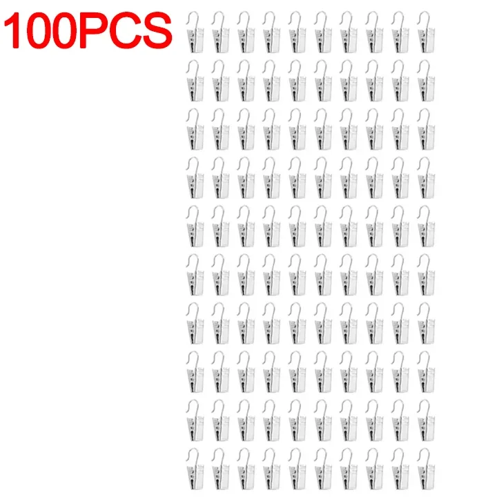 Металлические зажимы-крючки для штор серебристого цвета