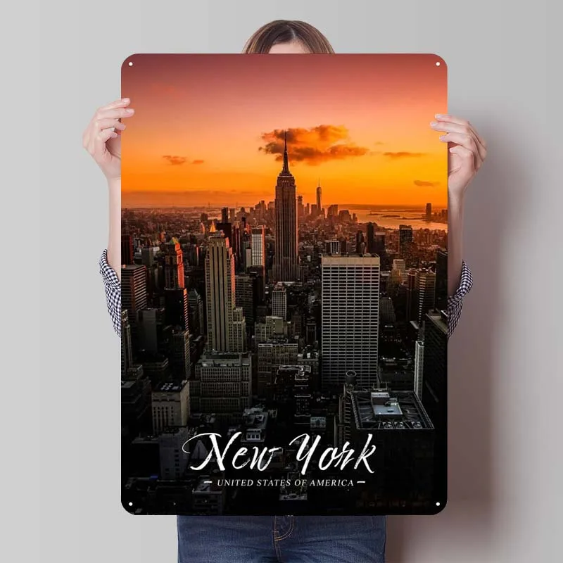 Металлическая Настенная роспись Нью-Йорк Постер для городских пейзажей декор
