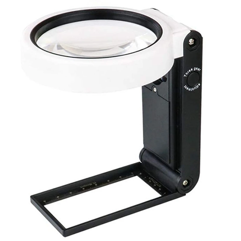 

Hot Magnifying Glass With Light And Stand, Hands Free Handheld 6X 25X Adjustable Folding Magnifier With Led Lighted