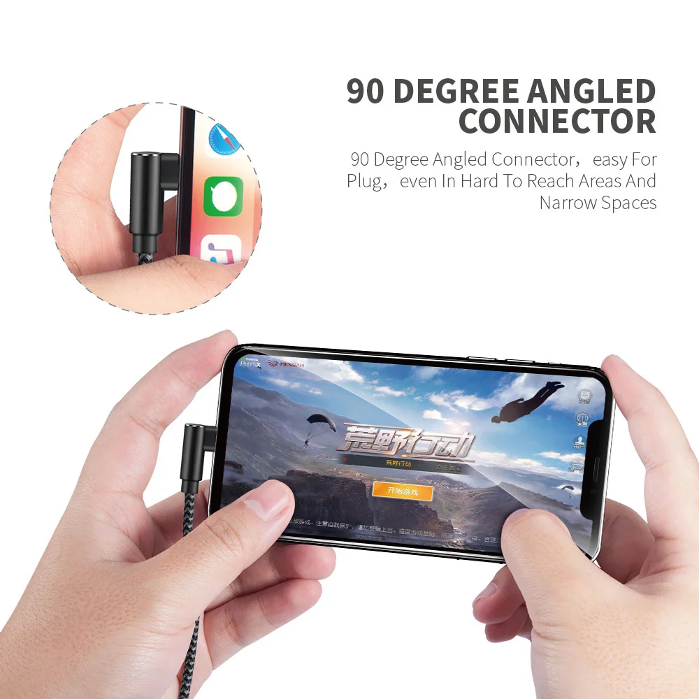 Прямоугольный USB-кабель ANSEIP для iPhone 13 12 11 Pro Max 6 7 8 5 Plus X XR XS iPad 3A шнур быстрой зарядки