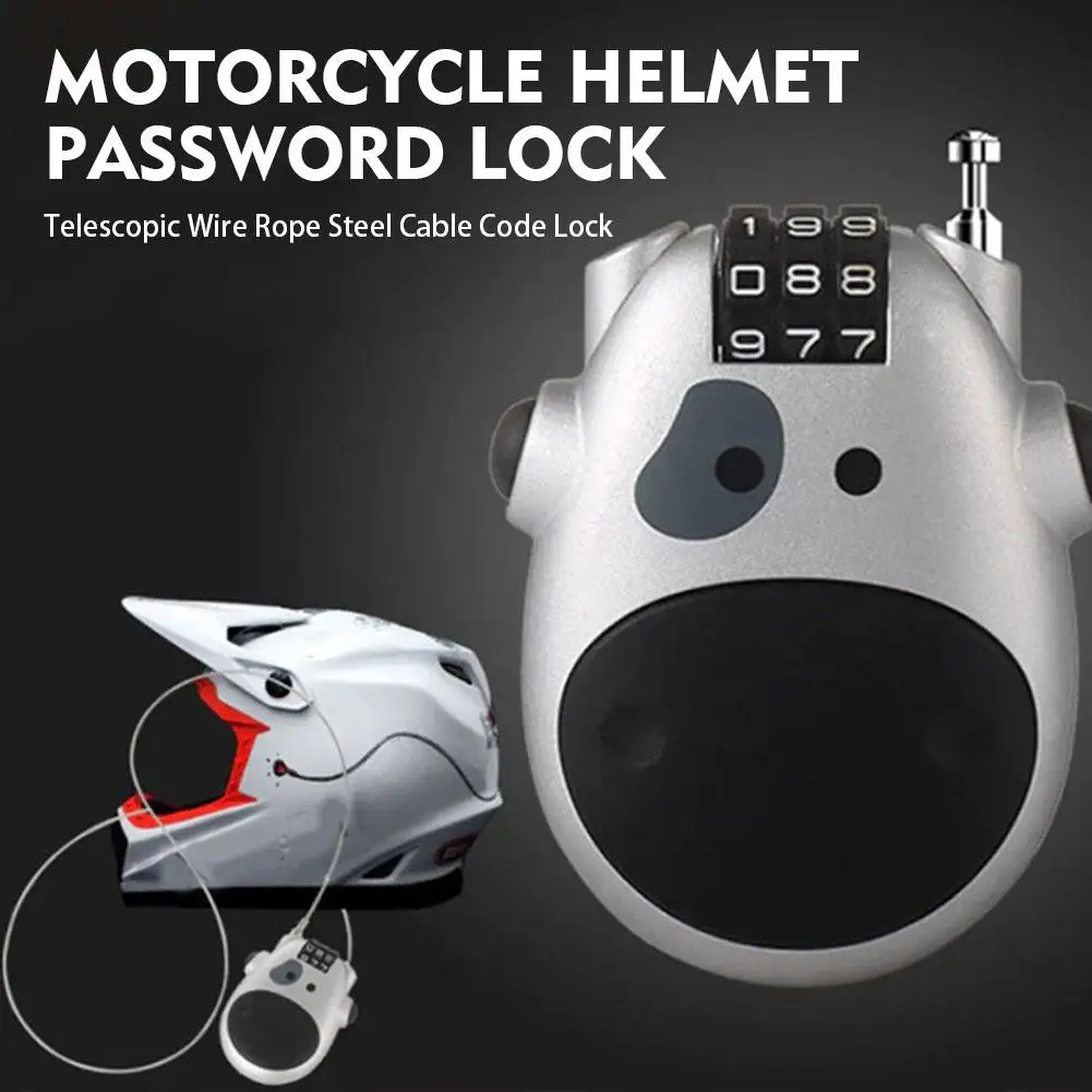 

Замок для мотоциклетного шлема с кодовым замком, телескопический трос, защита от кражи, для багажа, велосипеда, S J0E5