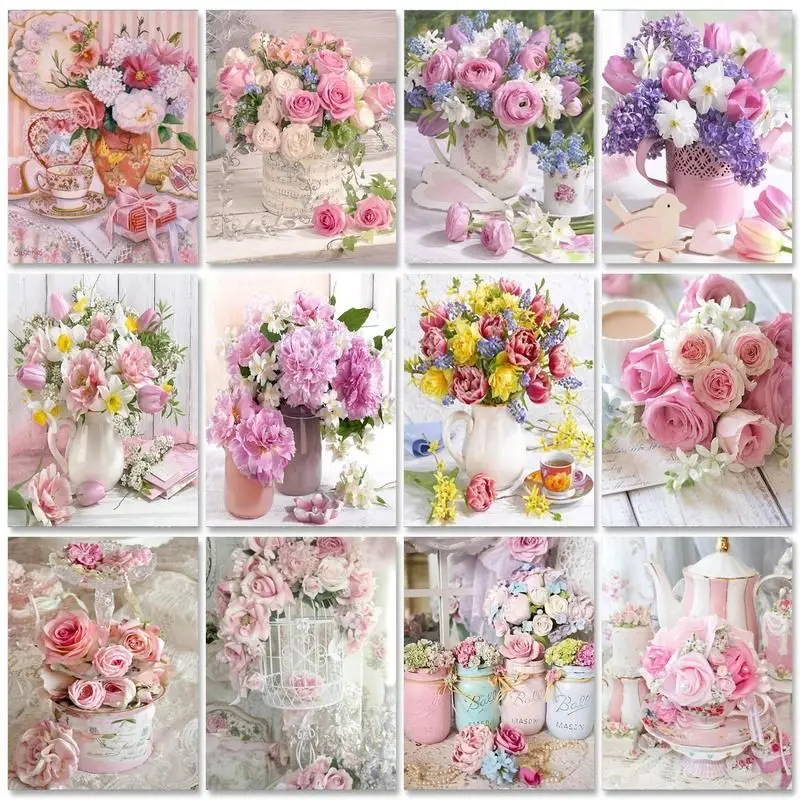 

Diy Oil Painting By Numbers Modern Flowers Handpainted Art Wall Bedroom Living Room Home Kids Room Decoration Unique Gift