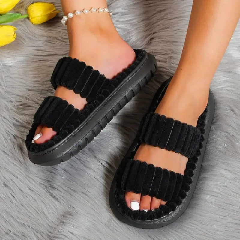 

Women Double Strap Outdoor Flat Sandals Smiple Leisure Open Toe Sweet Lovely Beach Slides Summer Platform Soft Comfy Linen Shoes