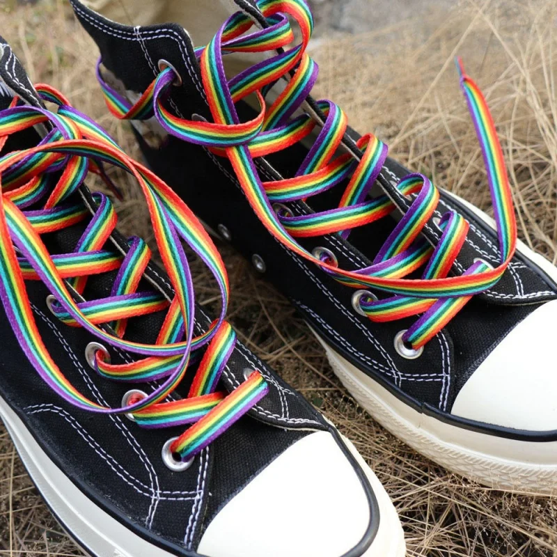 

Rainbow Shoelace Gradient Color Low-cut High Top Canvas Shoes Laces Rainbow Personalized Printing Shoelaces Accesories