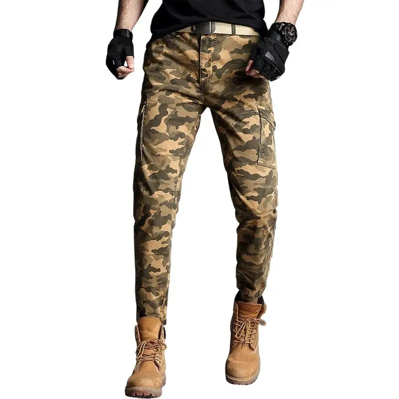 

Новинка 2023, мужские камуфляжные комбинезоны 4 цветов, повседневные Прямые камуфляжные брюки с несколькими карманами, уличные брюки для бега в стиле хип-хоп
