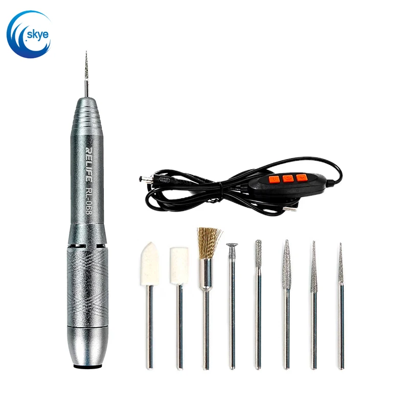 

RELIFE RL-068 with 8 Grinding Heads 6-speed Power Adjustment Mini Polishing Pen for CPU and Motherboard Repair Screen Polishing