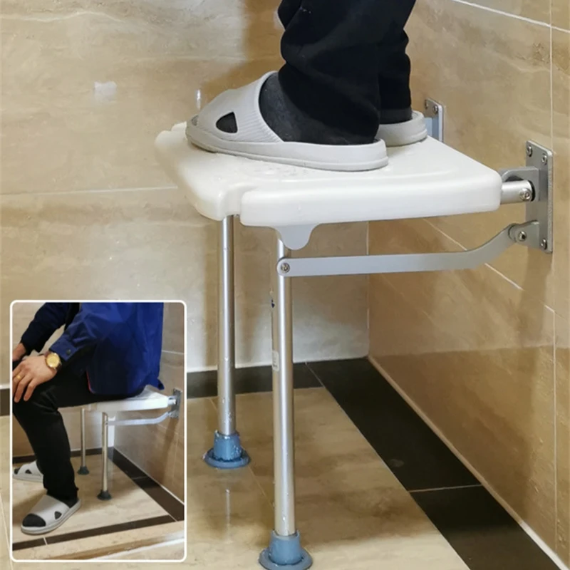 

Wall-mounted folding bathroom stool lightweight aluminum alloy elderly shower chair waterproof sturdy non slip toilet seat