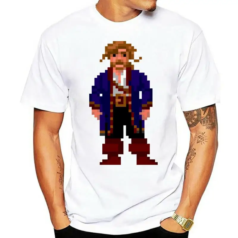 

Stampa T Shirt Uomo Guybrush Threepwood T Shirt Pixel segreto Di Monkey Island 8-Bit Retro Game