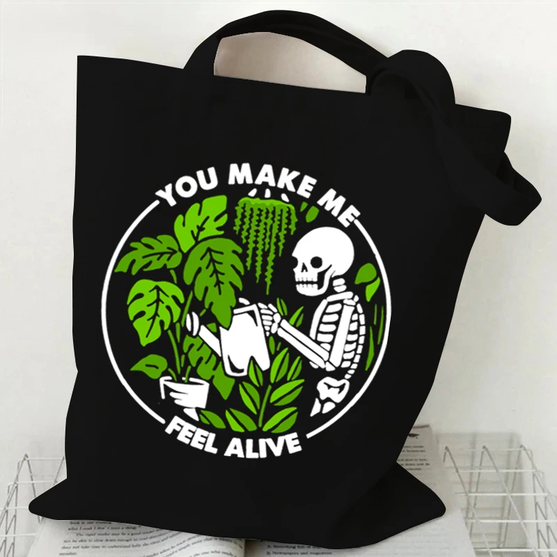 Холщовая большая сумка Crazy Plants Женская винтажная с черепом I Need Is Coffee and Сумка-тоут