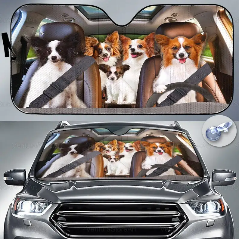 Parasole Per Auto Papillon, Decorazione Per Auto Per Cani, Amante Del Papillon, Parasole Per Auto, Regalo Per Papà, Parabrezza Per Auto, Regalo Per Lu