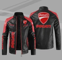 2022 Fashion New Mens Vintage Motorcycle Moto Ducati Jacket Biker Leather Jacket Male Embroidery Bomber Coat Pu Overcoat