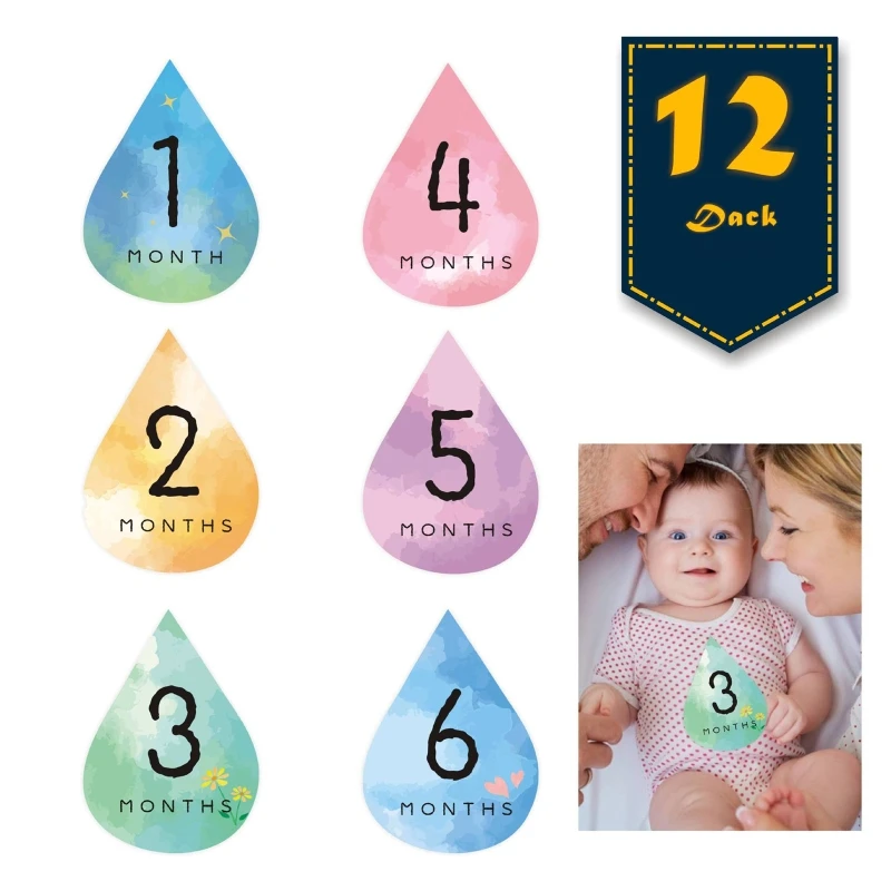 

12pcs Baby Monthly Stickers Newborn 1-12 Month Milestones Sticker for Boys Girls