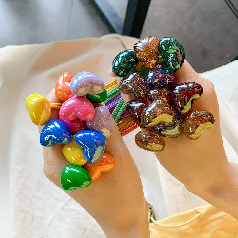 

Детские резинки для волос с цветными сердечками, 2 шт./лот