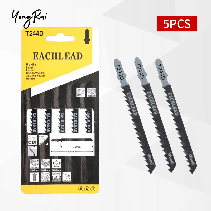 

Лезвия для сабельной пилы T244D/T144D HCS, длина 100 мм, лезвие для изогнутой пилы, набор лезвий для высокоскоростной резки дерева, 5 шт.
