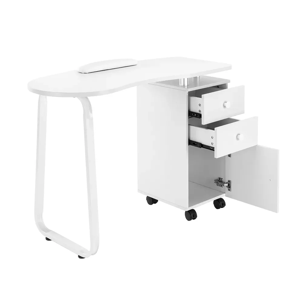 

NEW2023 Manicure Table Unilateral Square/2 Drawers/1 Door/Ceramic Handle/With Hand Pillow/With Wheels White Nail Table