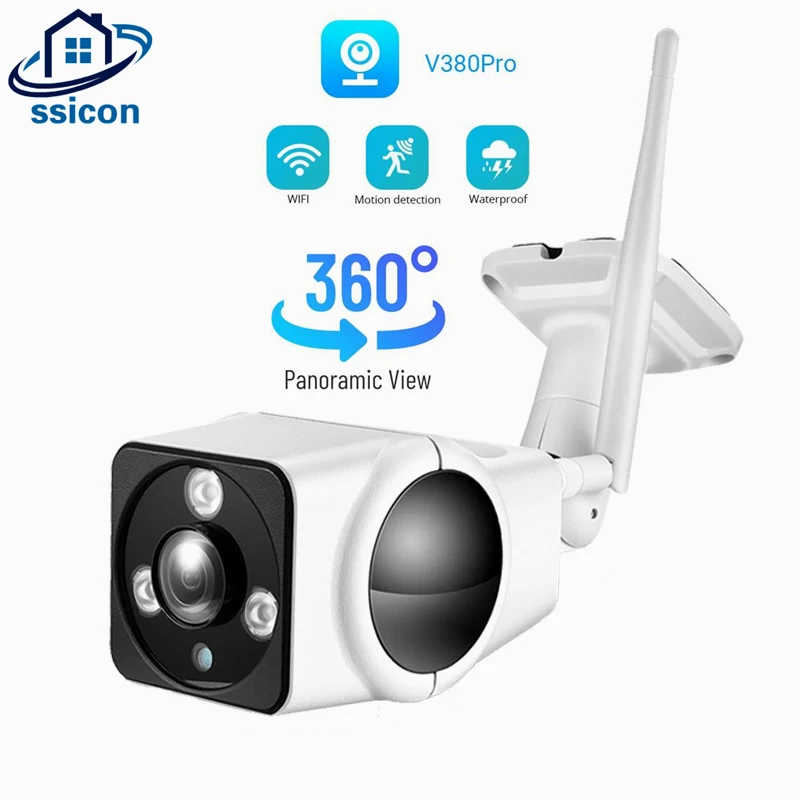 

V380 Pro Outdor 360 Camera 2MP Panoramic Fisheye Lens Two Ways Audio Waterproof Bullet Wireless Smart Home Camera Night Vision