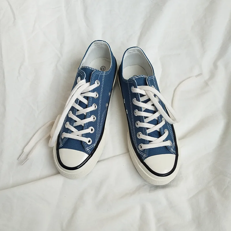 Women Chic Canvas Shoes Haze Blue Olive Green Unisex Sneakers Boys Girls Trainers Street Hip Pop Skateboard Shoe Plus Size 35-44