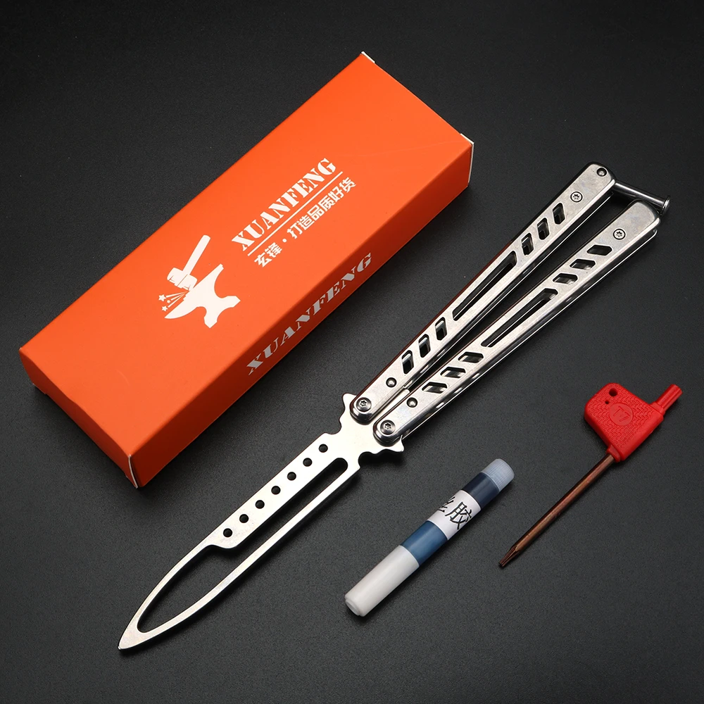 

Складной нож-бабочка XUANFENG Blunt, тренировочный вращающийся нож, не острый, тренировочный нож-бабочка