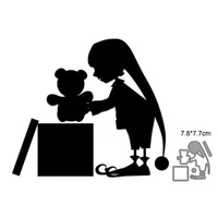 2022 girl christmas gift bear doll metal cutting dies for scrapbooking material diy paper embossing stencils crafts