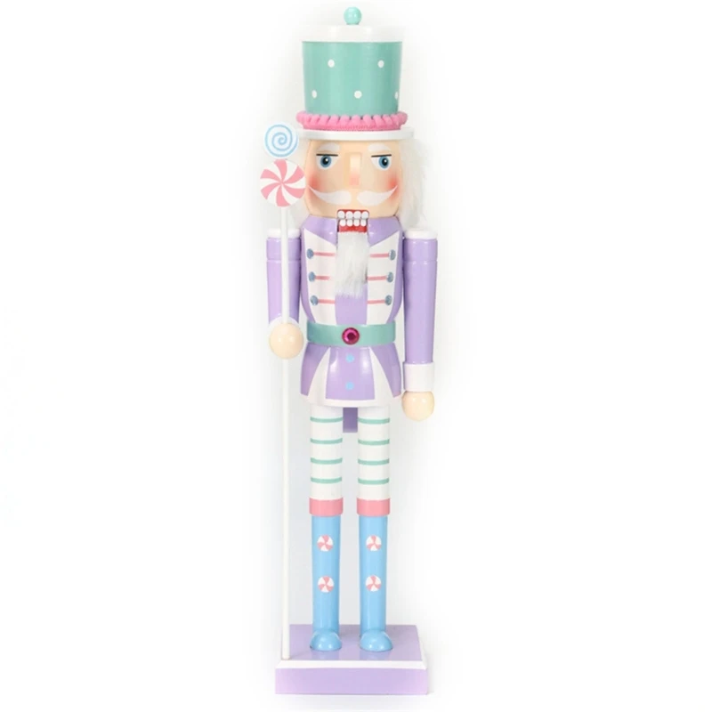 

Decorative Christmas Candy Nutcrackers Soldier Ornament 25cm Wood Model Supplies for Home Bar Bookshelf Party Decoration