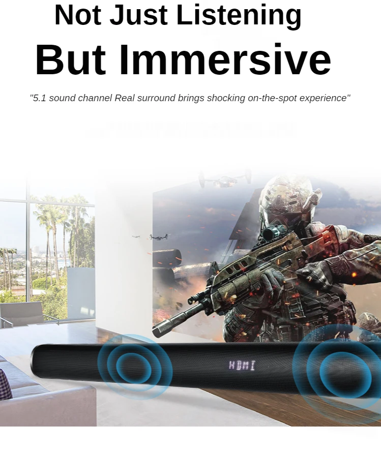 Саундбар для телевизора 60 Вт проводной и беспроводной Bluetooth-динамик с сабвуфером