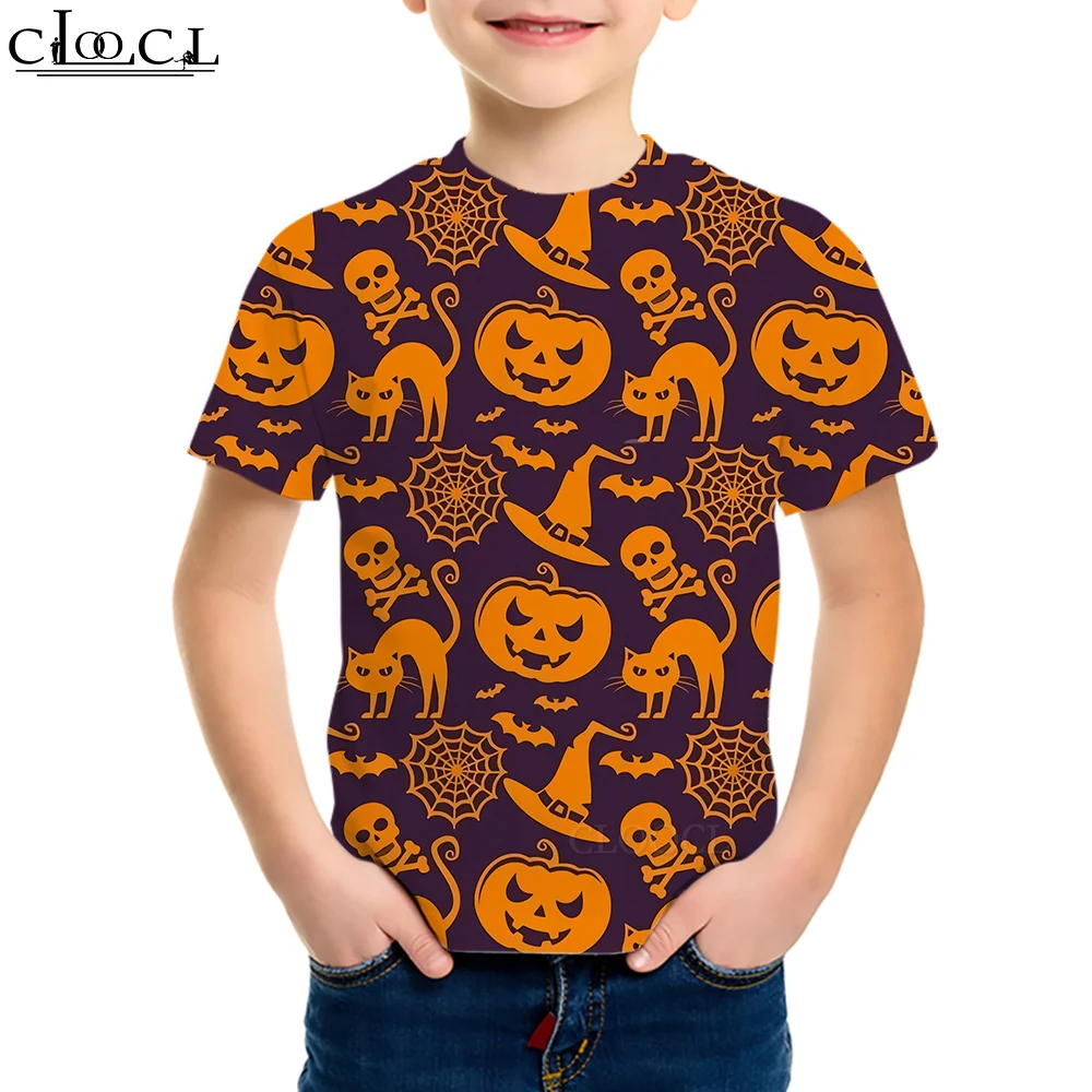 

CLOOCL Anime T-shirt Children Clothing Horror Halloween Pumpkin 3D Print Cartoons Boy Girl Casual Clothes Short Sleeve Tees Tops