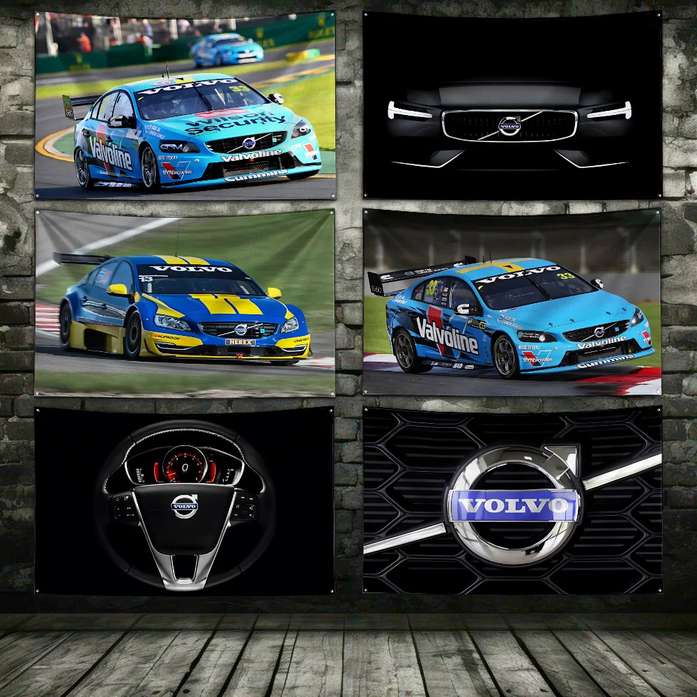 3x5 футов для V-Volvos Гоночный флаг полиэфир цифровая печать Banner гаража настенное