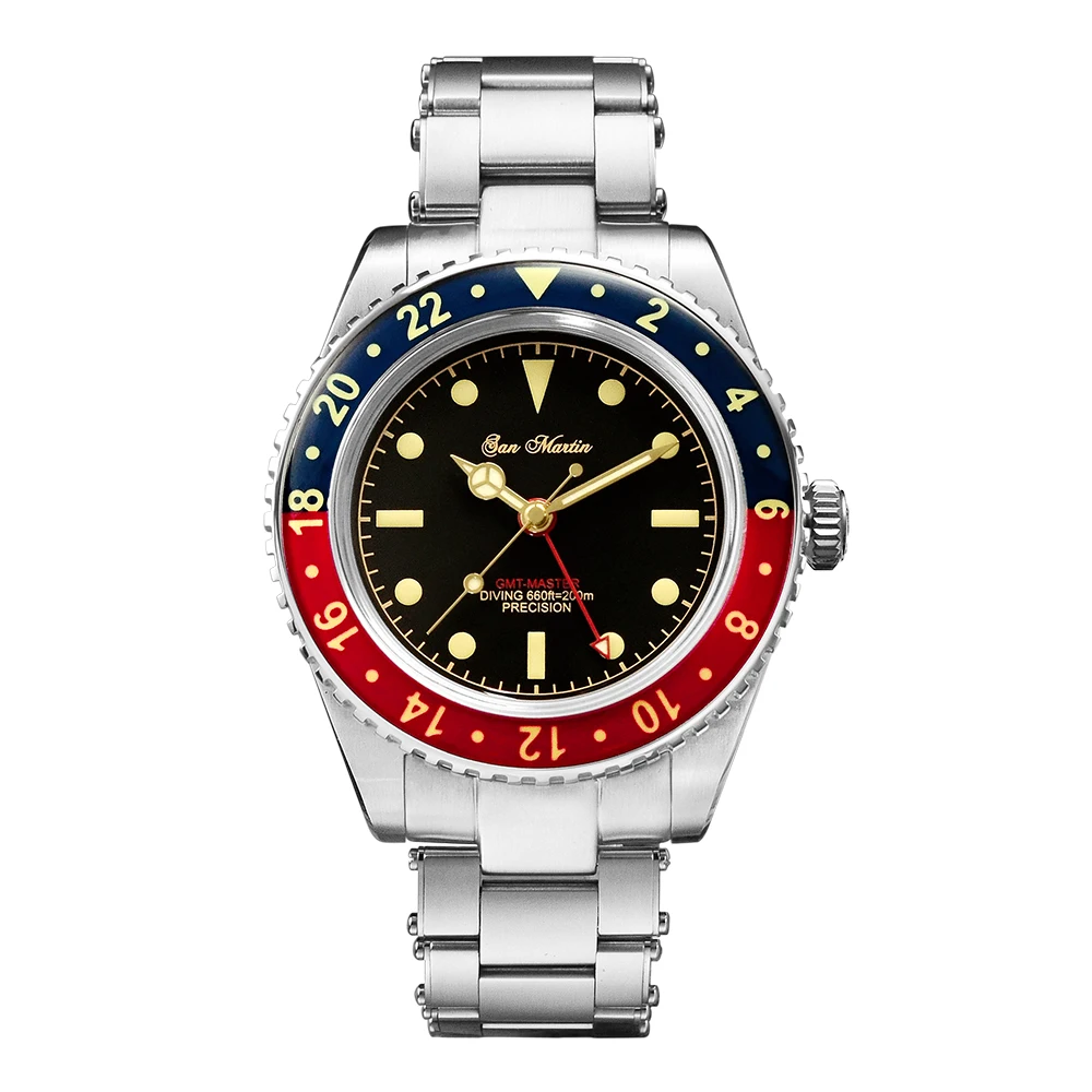 

GMT Дайвинг-стол Кока кольцо сапфировое кольцо светящиеся водонепроницаемые часы Мужские механические SN005