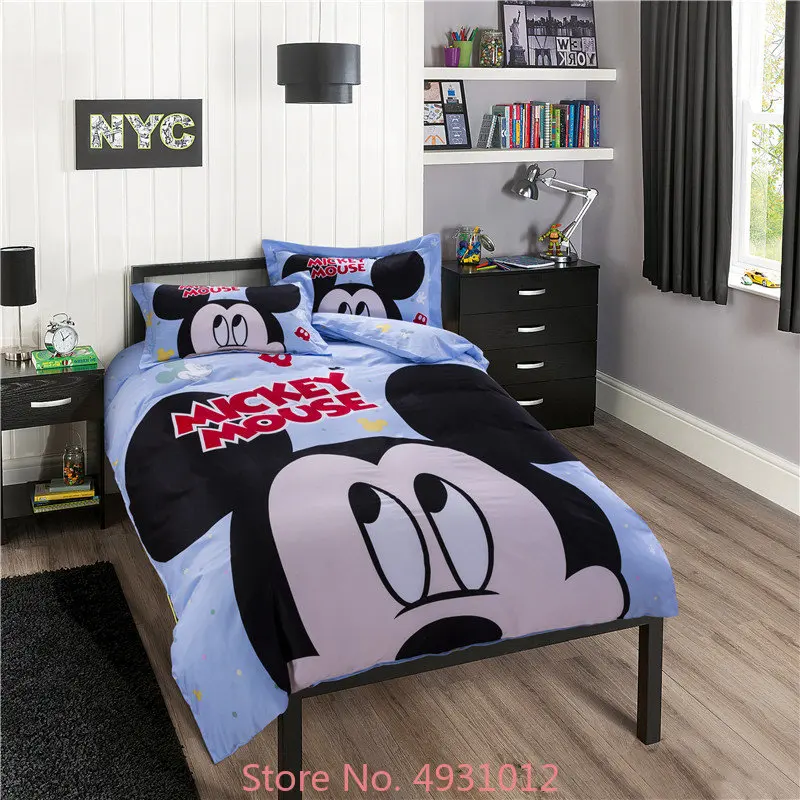 

Комплект постельного белья из хлопка с изображением Микки Мауса и кота