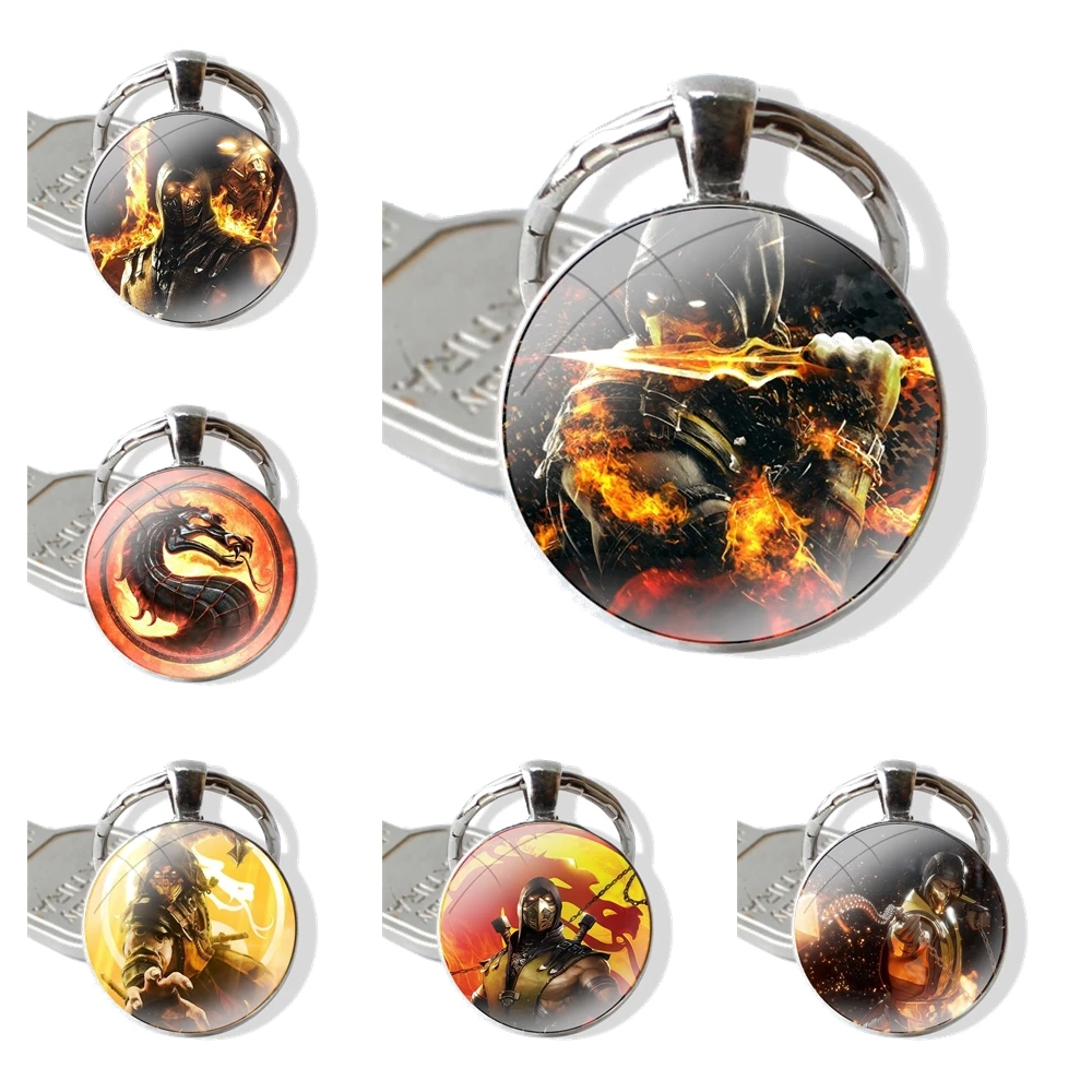 

Film Mortal Kombat ​MK Hot Movie Pendant Car Key Chains Handmade Glass Cabochon Keychain