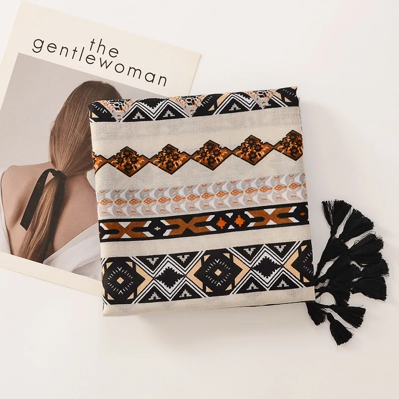 Эксклюзивный брендовый шарф для женщин, мягкий хлопковый платок с подвесками, вискозная мусульманская хиджаб, пляжное полотенце бохо, женская бандана головной платок.