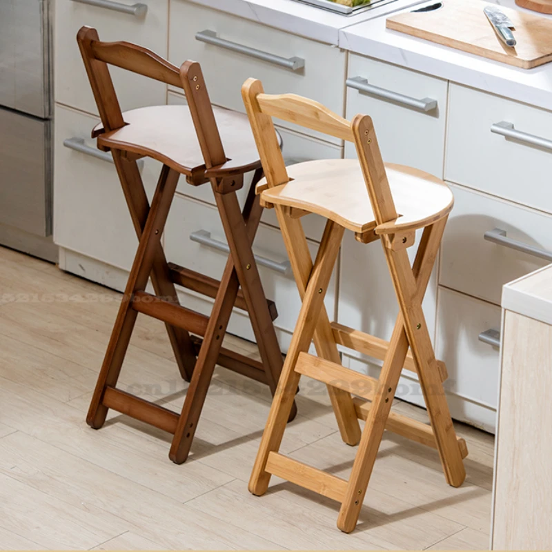 Folding Living Room High Stool Solid Wood Bar Chair Modern Simple Family Dining Room Bar Stool 85cm