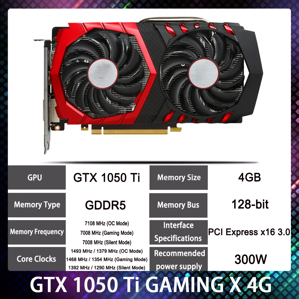 

Для Msi GTX 1050 Ti 4 Гб GTX1050 Ti GAMING X 4G видеокарта для ПК Видеокарта дискретная видеокарта Высокое качество Быстрая доставка