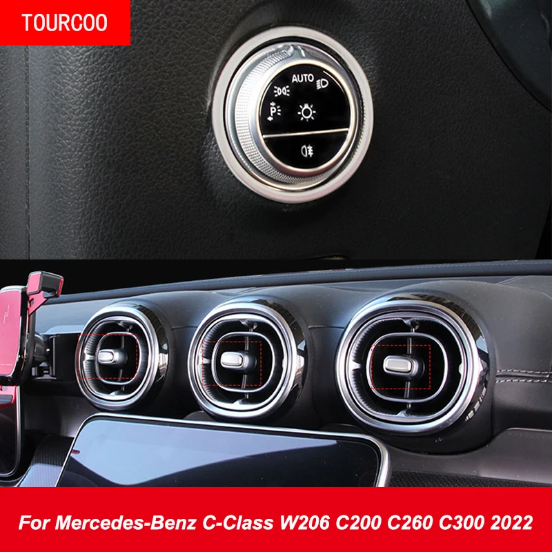 

Для Mercedes-Benz C-Class W206 C200 C260 C300 2022 Наклейка на переключатель регулировки передней и задней фары кондиционера