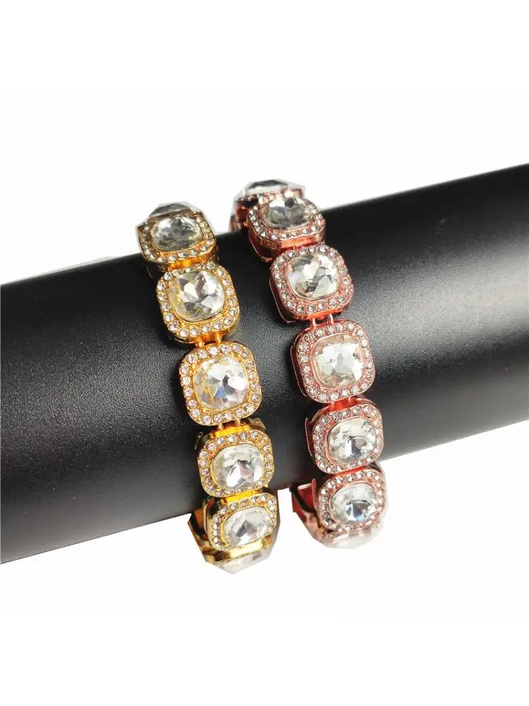 Ошейник для собак и кошек теннисная цепь с квадратными кристаллами 12 мм