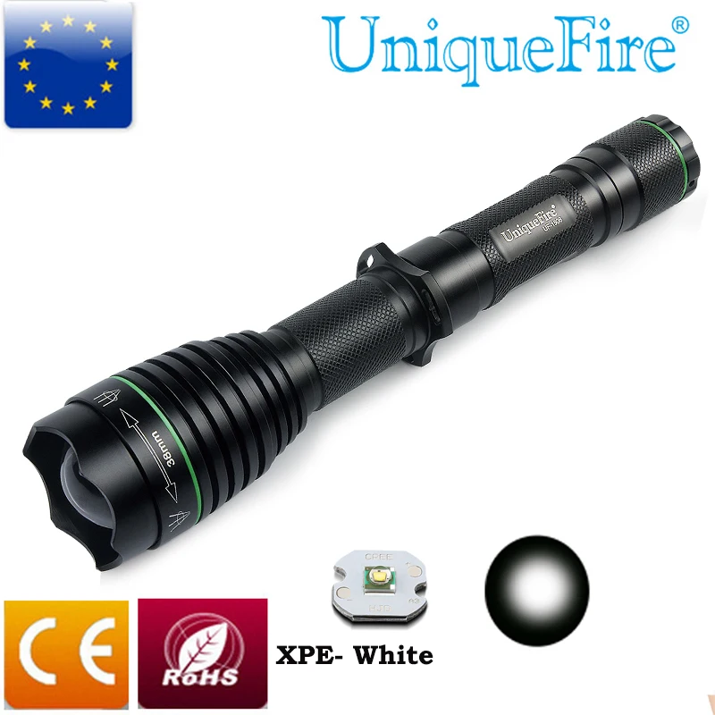 

Сверхъяркая светодиодсветодиодный вспысветильник UniqueFire 1508 XPE T38, ручной светильник с регулируемым фокусом и 3 режимами